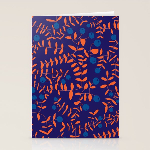 Block print berries blue Stationery Card Gallery Image 2