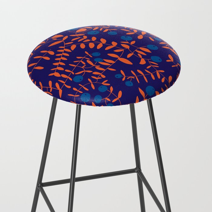 Block print berries blue Stool Gallery Image 2
