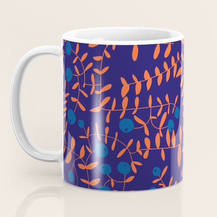 Block print berries blue Coffee Mug Gallery Image 3