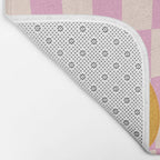 Groovy Smiley Faces on Pastel Pink Twisted Checkerboard Bath Mat Gallery Image 2