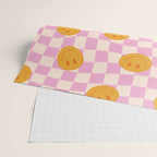 Groovy Smiley Faces on Pastel Pink Twisted Checkerboard Wrapping Paper Gallery Image 2