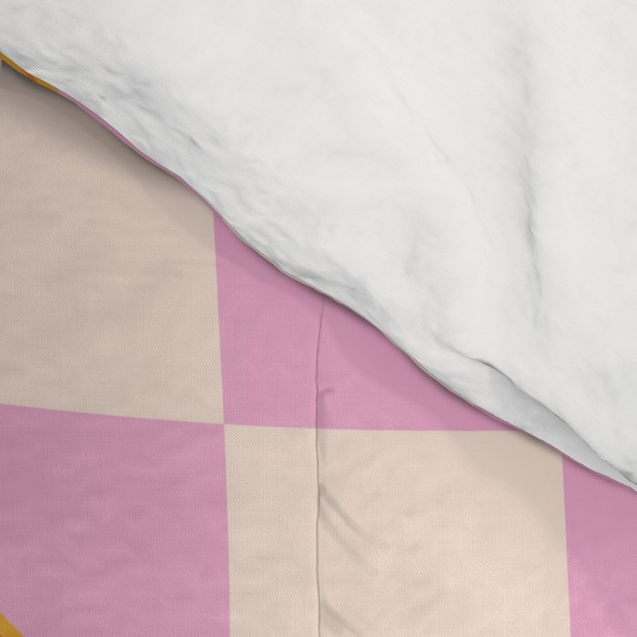 Groovy Smiley Faces on Pastel Pink Twisted Checkerboard Comforter Gallery Image 4