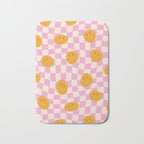 Groovy Smiley Faces on Pastel Pink Twisted Checkerboard Bath Mat Gallery Image 1