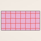 Retro Pink + Red Tiles Checker Plaid Desk Mat Gallery Image 3