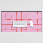 Retro Pink + Red Tiles Checker Plaid Desk Mat Gallery Image 1