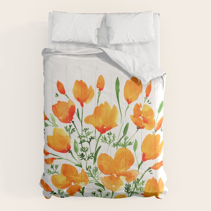 Watercolor California poppies Comforter Gallery Image 6