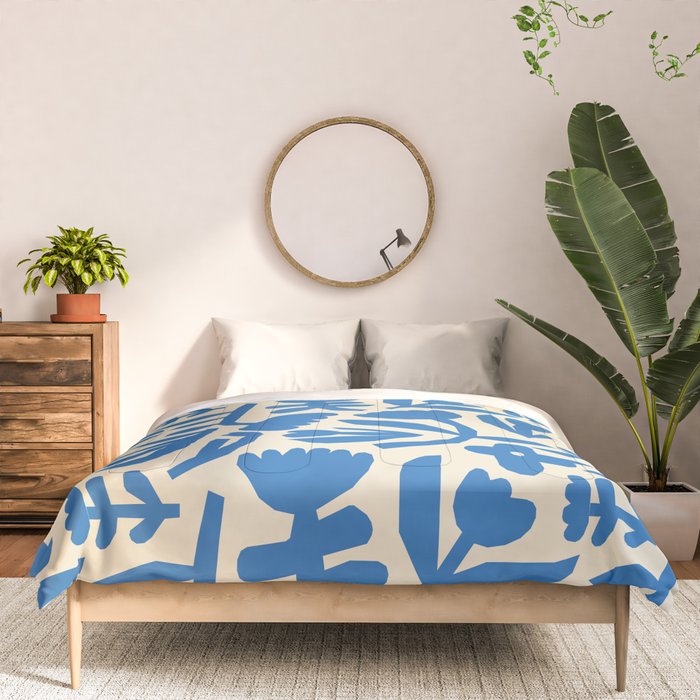 Blue flower nature art pattern Comforter Gallery Image 3