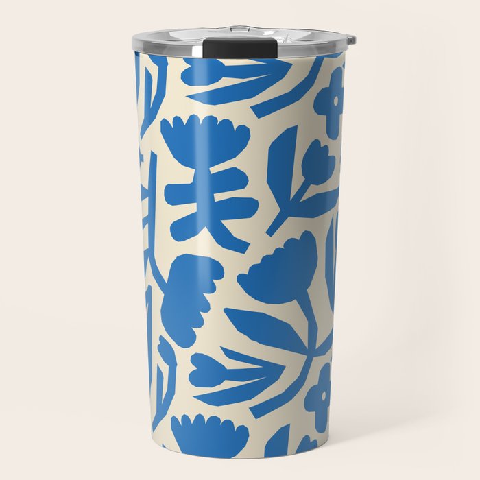 Blue flower nature art pattern Travel Mug Gallery Image 1