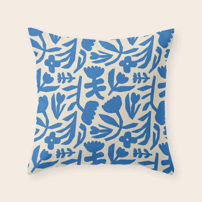 Blue flower nature art pattern Throw Pillow Gallery Image 6