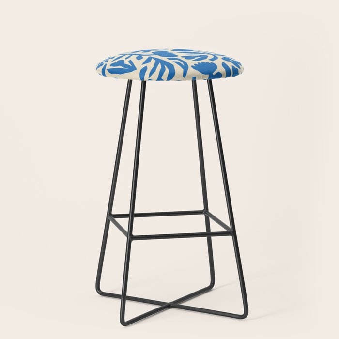 Blue flower nature art pattern Stool Gallery Image 1