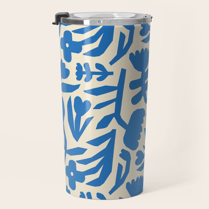 Blue flower nature art pattern Travel Mug Gallery Image 3