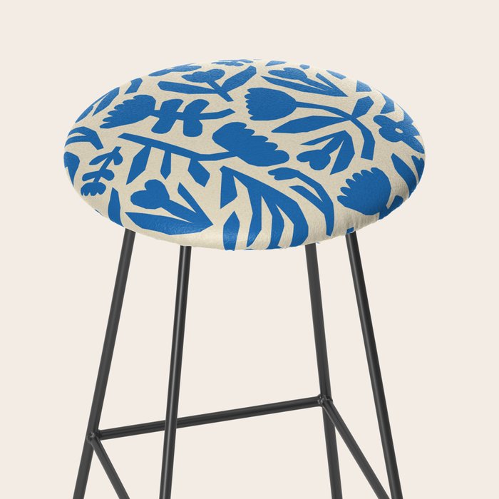 Blue flower nature art pattern Stool Gallery Image 2