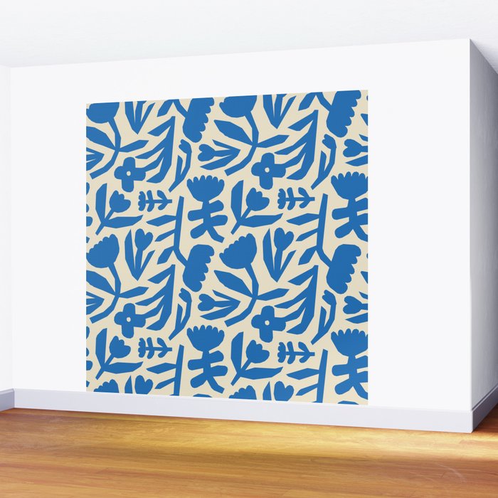 Blue flower nature art pattern Wall Mural Gallery Image 2