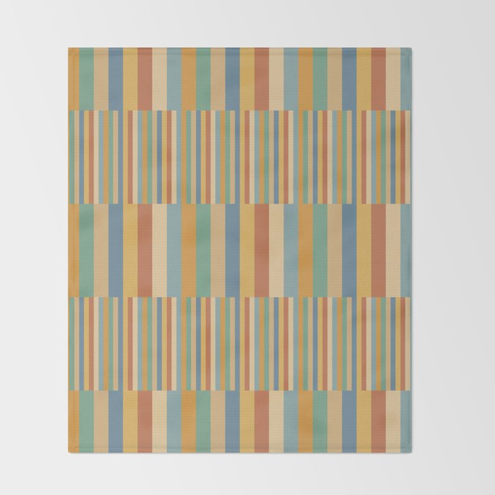 Mixed Stripes Pattern XV Vintage Summer Throw Blanket Gallery Image 2