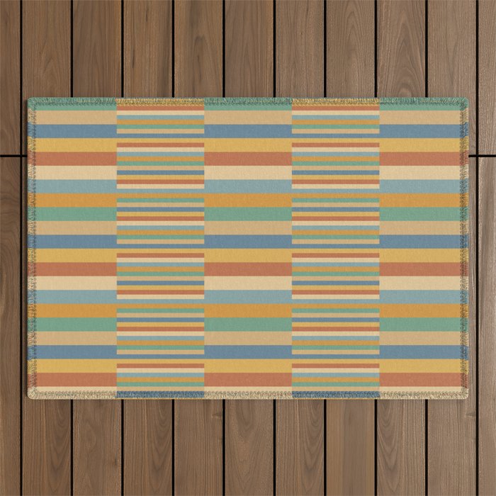 Mixed Stripes Pattern XV Vintage Summer Outdoor Rug Gallery Image 1