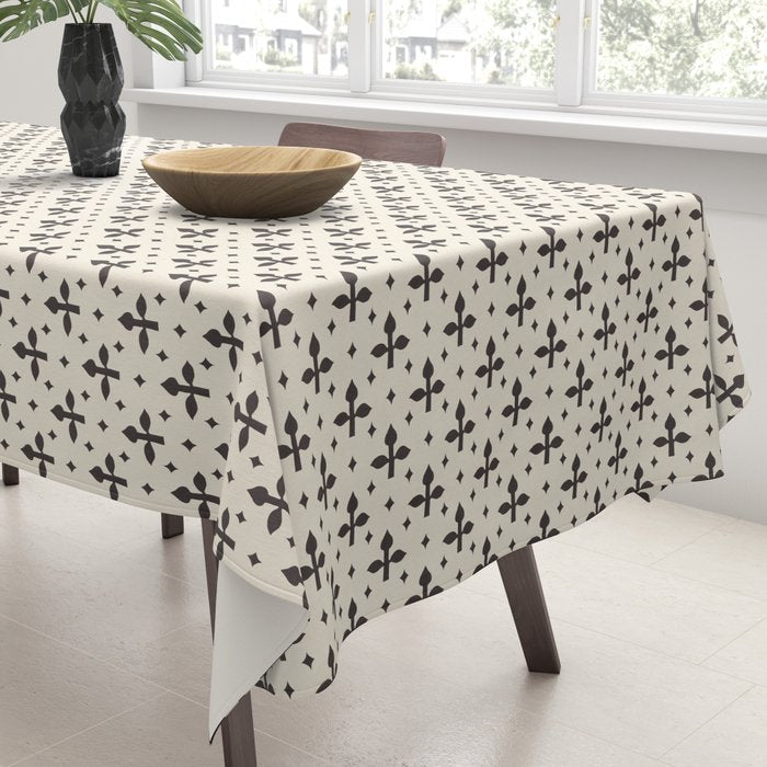 Classic Monochrome Leaf Motif Tablecloth Gallery Image 3
