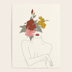 Colorful Thoughts Minimal Line Art Woman with Hibiscus Poster Gallery Image 4