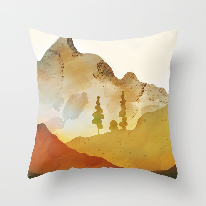 Morning by the mountain stream Throw Pillow Gallery Image 6