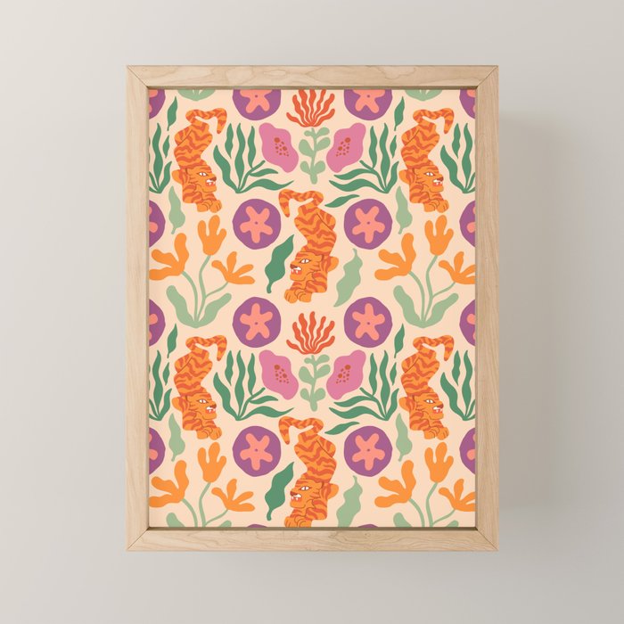 Whimsical and Fierce! // Tiger Pattern Mini Art Print Gallery Image 1