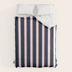 Nautical Navy Blue Red White Rough Stripes Vertical Pattern Duvet Cover Gallery Image 6