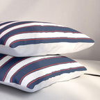 Nautical Navy Blue Red White Rough Stripes Vertical Pattern Pillow Sham Gallery Image 3