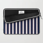 Nautical Navy Blue Red White Rough Stripes Vertical Pattern Laptop Sleeve Gallery Image 2