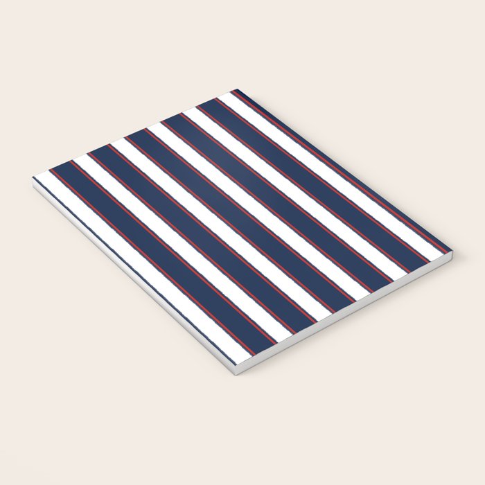 Nautical Navy Blue Red White Rough Stripes Vertical Pattern Notebook Gallery Image 3