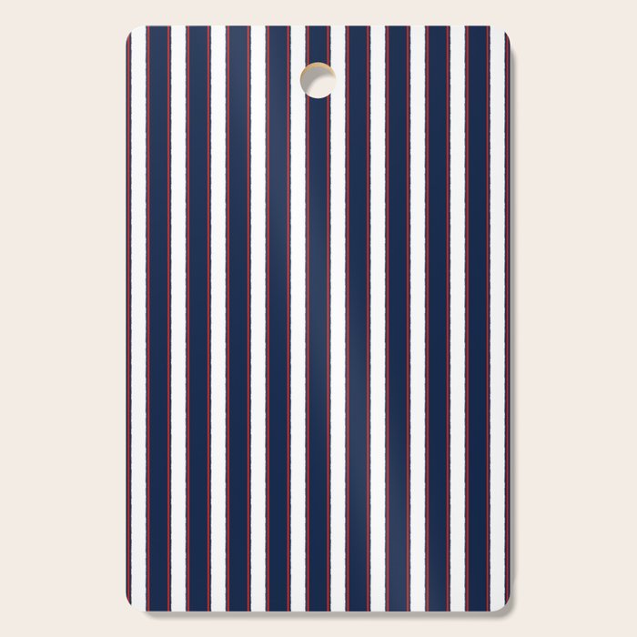 Nautical Navy Blue Red White Rough Stripes Vertical Pattern Cutting Board Gallery Image 1