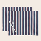 Nautical Navy Blue Red White Rough Stripes Vertical Pattern Placemat Gallery Image 1