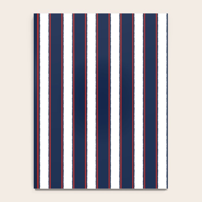 Nautical Navy Blue Red White Rough Stripes Vertical Pattern Notebook Gallery Image 4