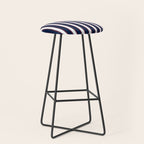 Nautical Navy Blue Red White Rough Stripes Vertical Pattern Stool Gallery Image 1