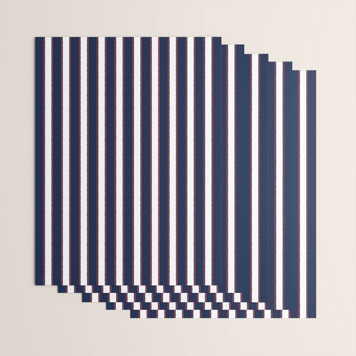 Nautical Navy Blue Red White Rough Stripes Vertical Pattern Wrapping Paper Gallery Image 3