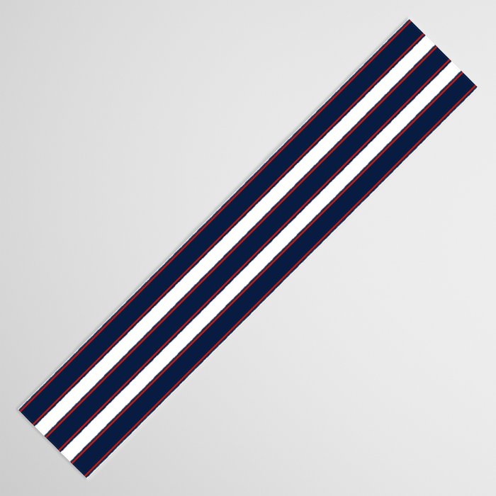 Nautical Navy Blue Red White Rough Stripes Vertical Pattern Table Runner Gallery Image 3