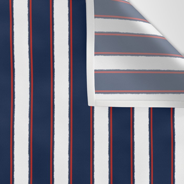 Nautical Navy Blue Red White Rough Stripes Vertical Pattern Wall Tapestry Gallery Image 3