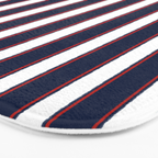 Nautical Navy Blue Red White Rough Stripes Vertical Pattern Bath Mat Gallery Image 3
