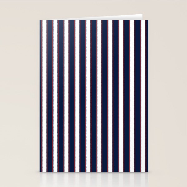 Nautical Navy Blue Red White Rough Stripes Vertical Pattern Stationery Card Gallery Image 2