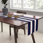 Nautical Navy Blue Red White Rough Stripes Vertical Pattern Table Runner Gallery Image 2