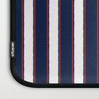 Nautical Navy Blue Red White Rough Stripes Vertical Pattern Laptop Sleeve Gallery Image 3