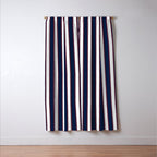 Nautical Navy Blue Red White Rough Stripes Vertical Pattern Window Curtain Gallery Image 3