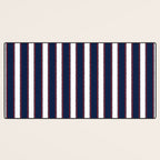 Nautical Navy Blue Red White Rough Stripes Vertical Pattern Desk Mat Gallery Image 3