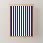 Nautical Navy Blue Red White Rough Stripes Vertical Pattern Mini Art Print Gallery Image 1