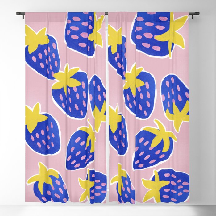 Blue Strawberries Window Curtain Gallery Image 5