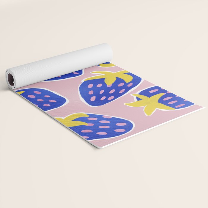 Blue Strawberries Yoga Mat Gallery Image 2