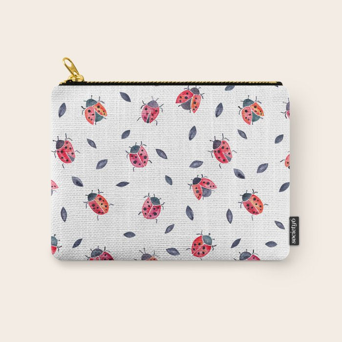 Lucky Ladybugs & Black Leaves Carry All Pouch Gallery Image 1