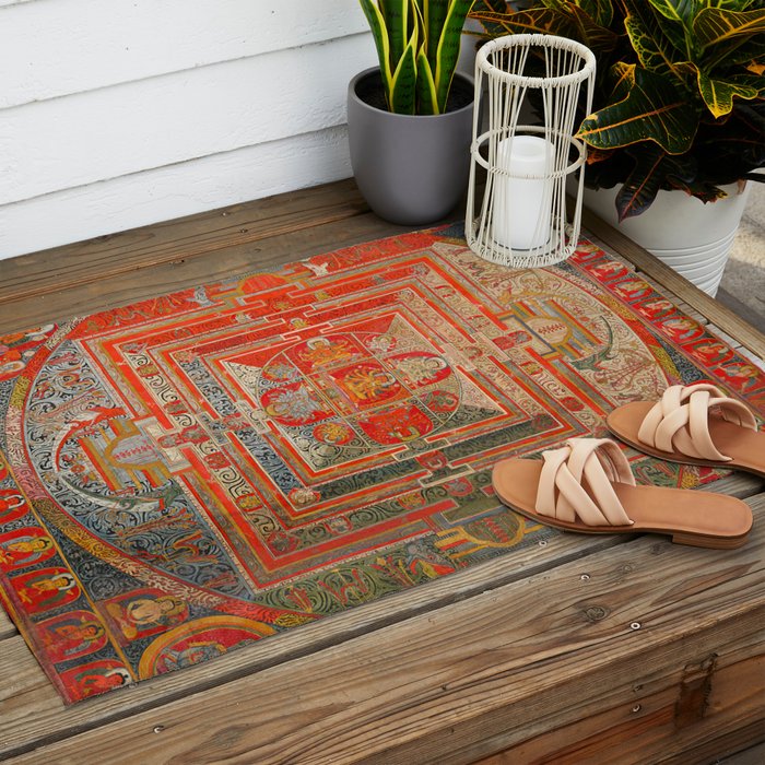 Tibetan Buddhist Mandala Manjuvajra 43 Deities Outdoor Rug Gallery Image 2