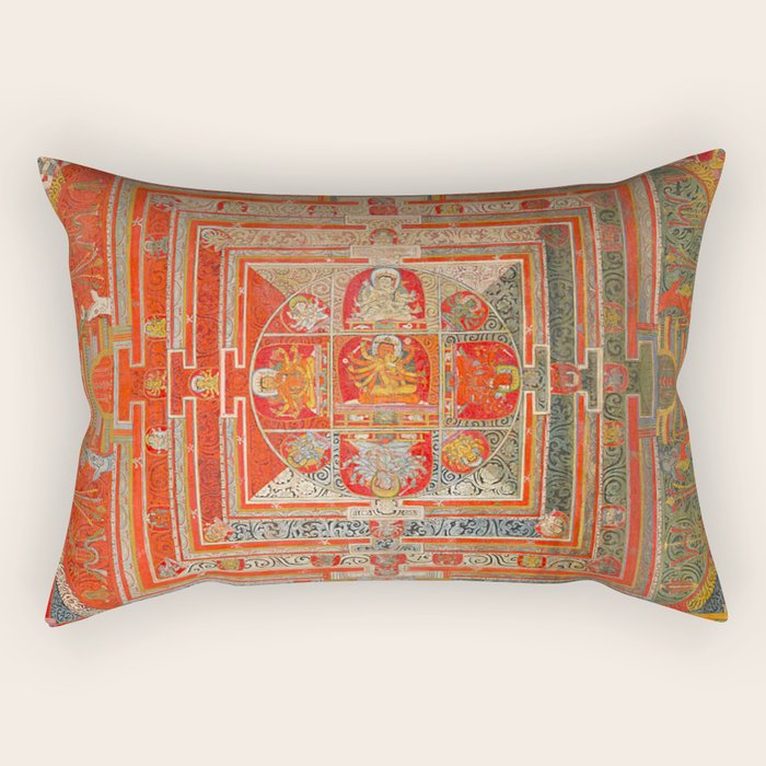 Tibetan Buddhist Mandala Manjuvajra 43 Deities Rectangular Pillow Gallery Image 2