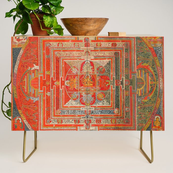 Tibetan Buddhist Mandala Manjuvajra 43 Deities Credenza Gallery Image 1