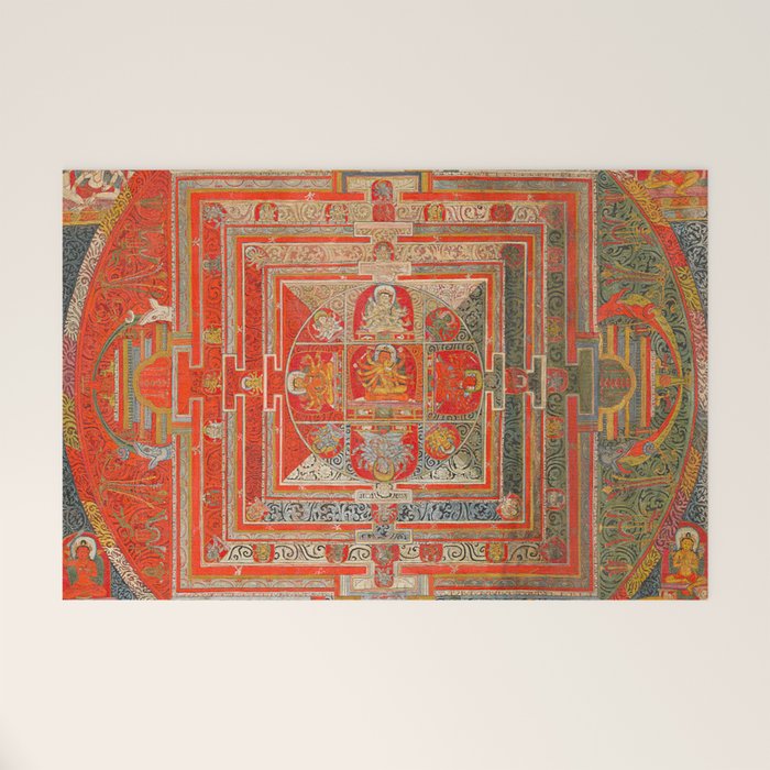 Tibetan Buddhist Mandala Manjuvajra 43 Deities Welcome Mat Gallery Image 1