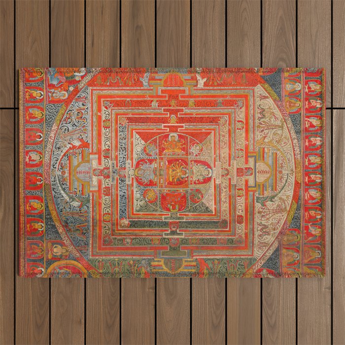 Tibetan Buddhist Mandala Manjuvajra 43 Deities Outdoor Rug Gallery Image 1