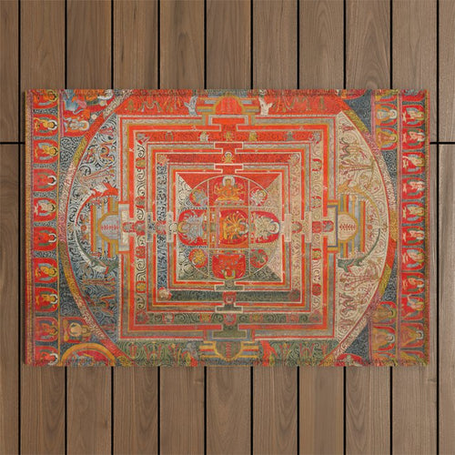 Tibetan Buddhist Mandala Manjuvajra 43 Deities Outdoor Rug Gallery Image 1